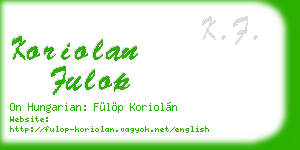 koriolan fulop business card